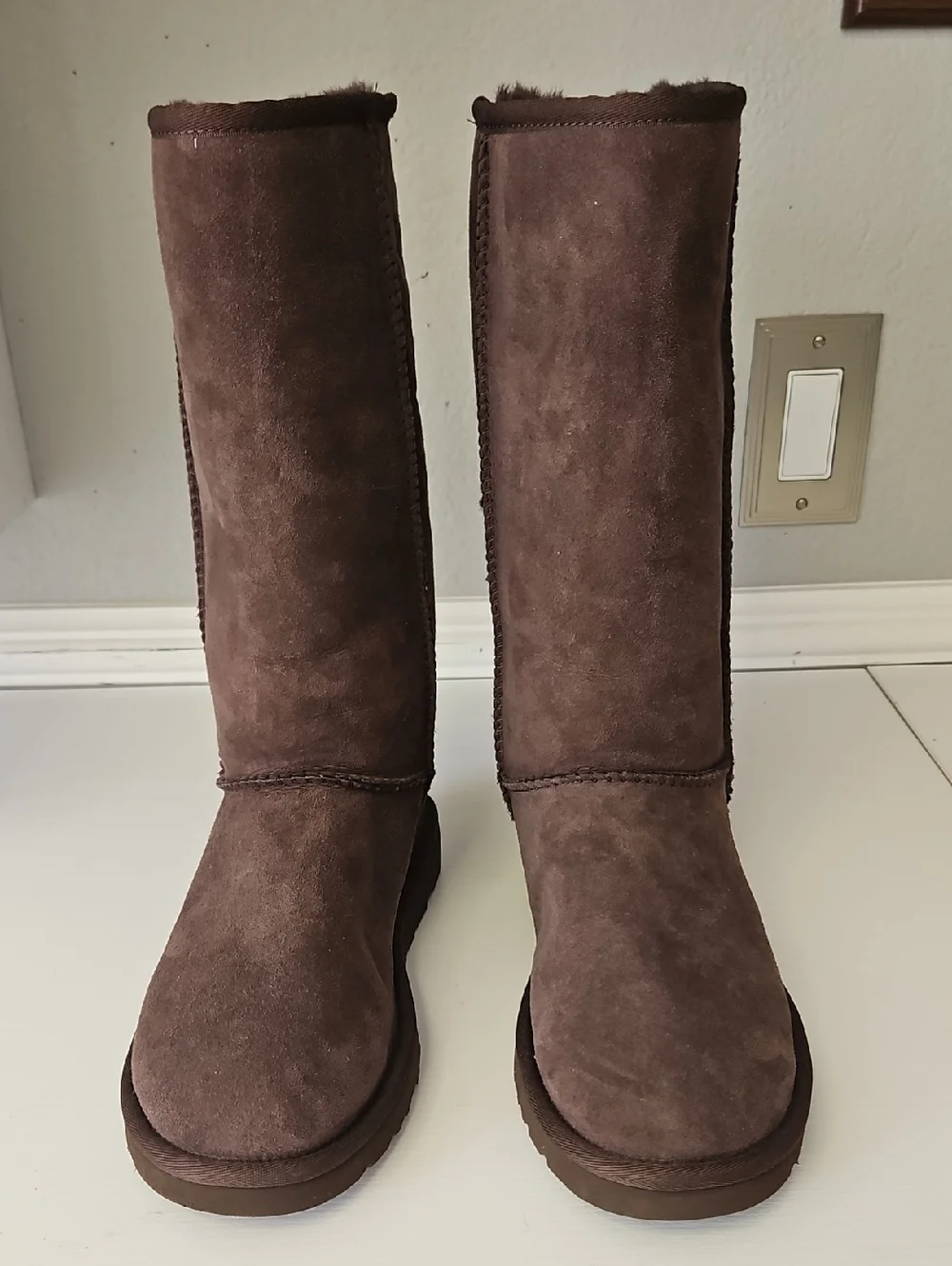 UGG Tall Suede Boots in Dark Brown